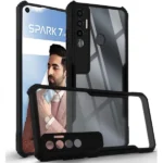 Back Cover for Tecno Spark 7 Pro Black, Shockproof, Transparent  (Pack of 1)