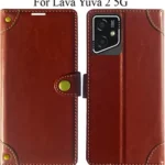 Flip Cover for Lava Yuva 2 5G (Brown, Magnetic Case)